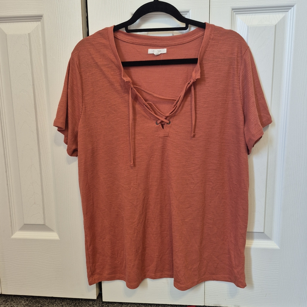 Maurices Orange Relaxed Tie Front T-Shirt